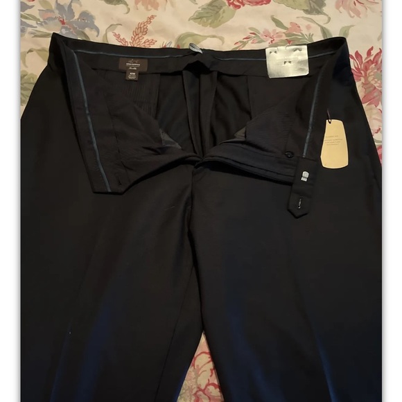 TASSO ELBA Greg Norman 42W x 30L FlatFront Wool Natural Stretch BLACK $150 NEW - Picture 12 of 13